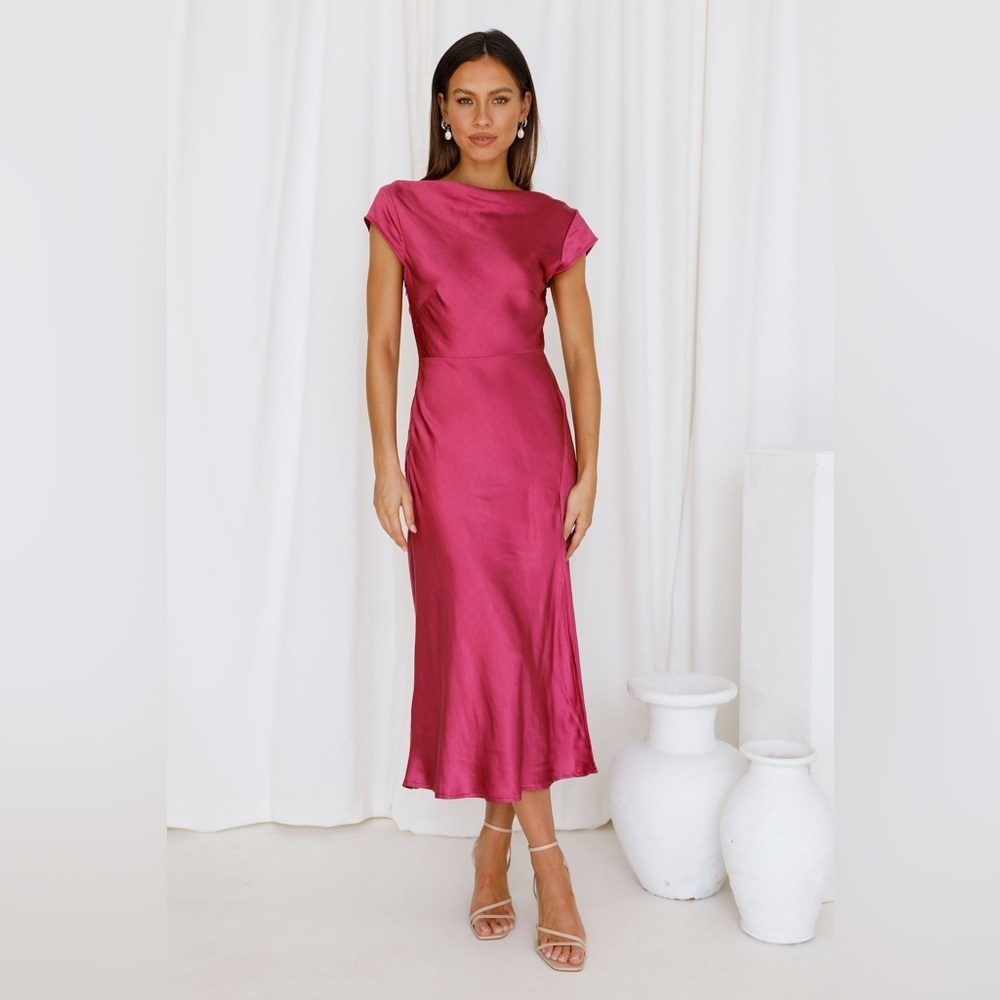 Hello Molly FAITHFUL NIGHTS Satin Midi Dress Size 6